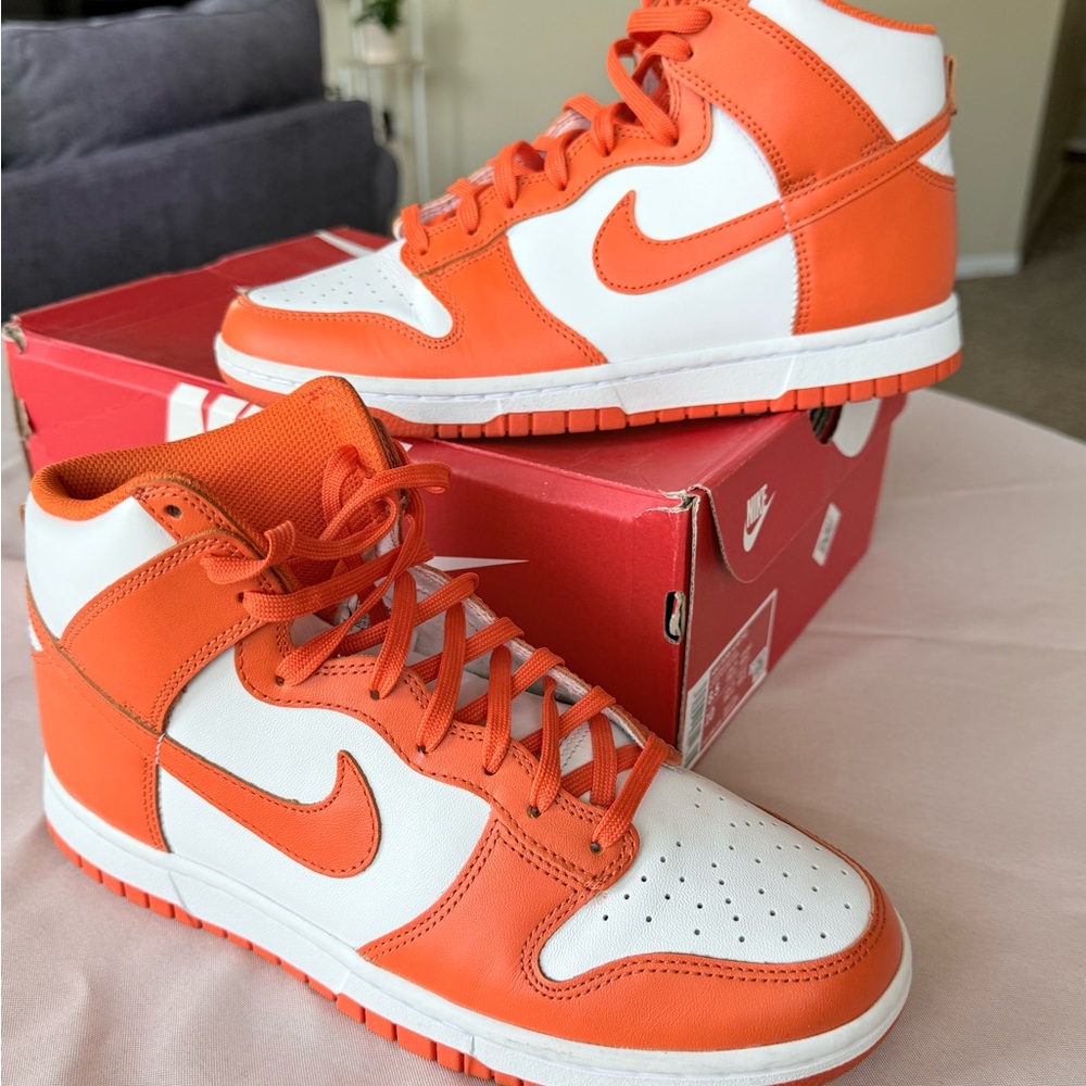 Nike Dunk High-Top Sneakers in Orange and White